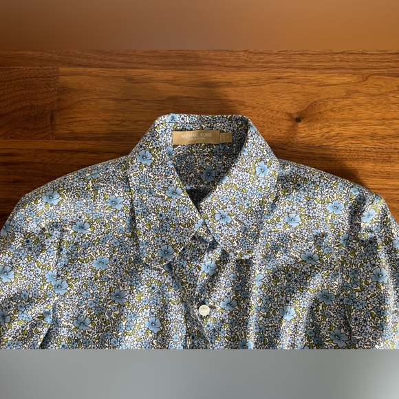 Michael Kors Collection French cuff blue floral print buttoned shirt US2 - Picture 9 of 10